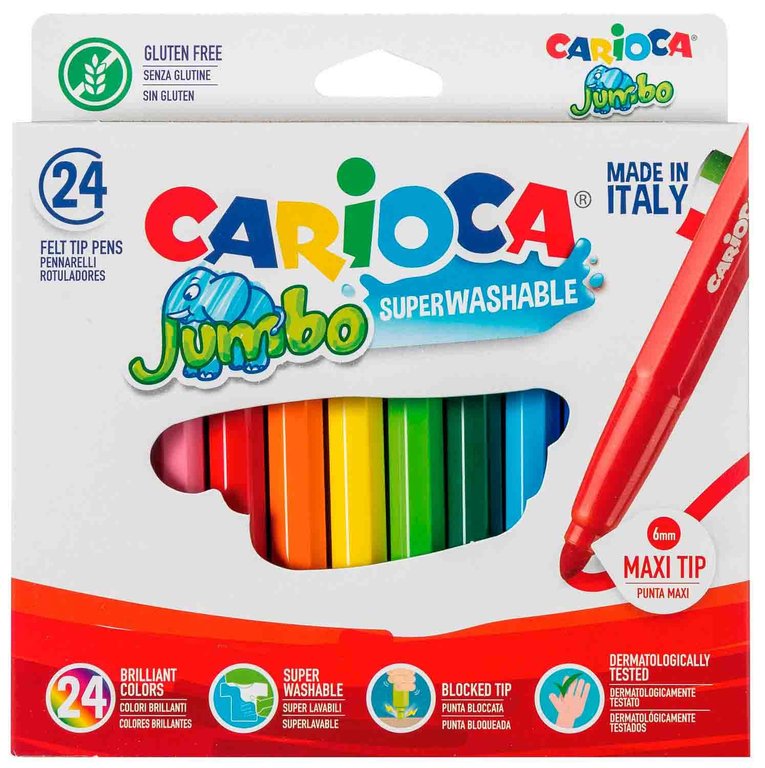 Estoig 24 retoladors CARIOCA Jumbo assortits de colors