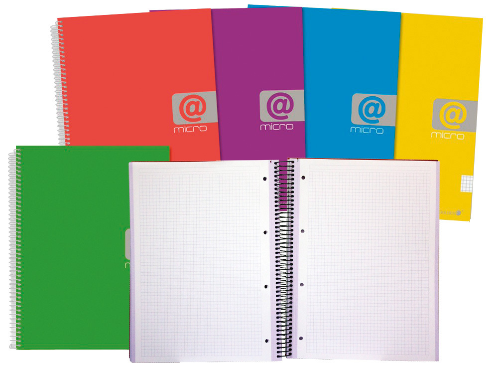 Cuaderno espiral "superblock" Din-A5 160 hojas borde de color cuadrícula 5 mm