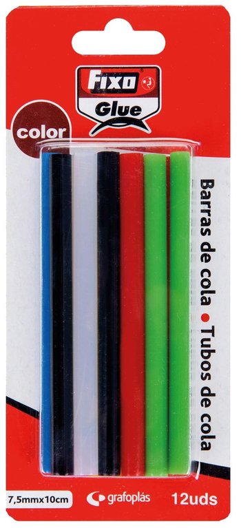Recambio 12 barras silicona colores Ø 7,5 mm x 10 cm