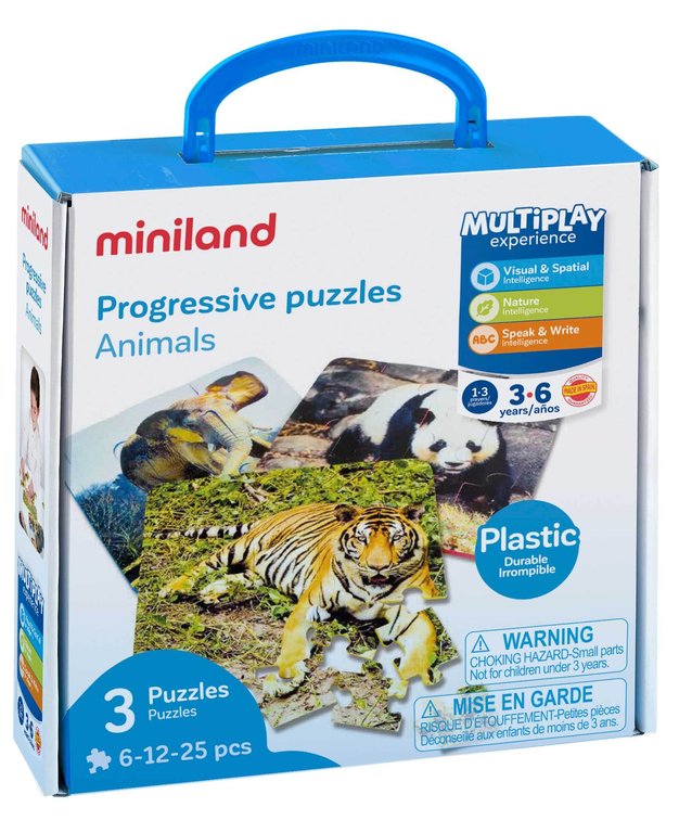 Set 3 puzles progresivos: animales