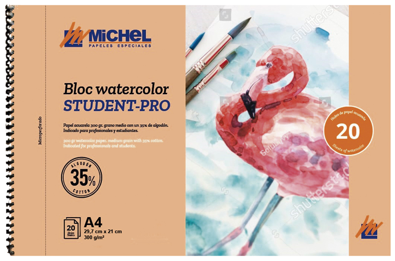 Bloc espiral microperforat Din-A4 20 f paper aquarel·la 300 grs