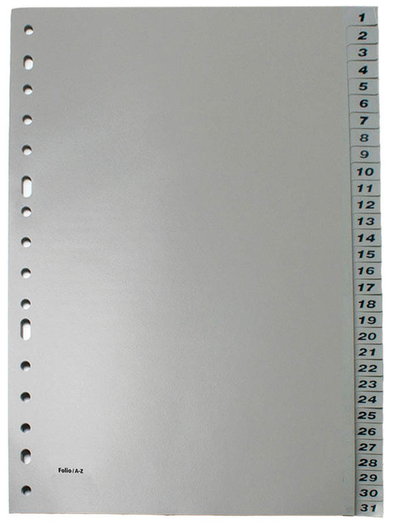 Índice numérico 1-31 plástico Folio multitaladro